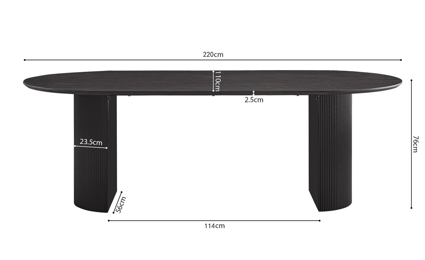 Table à manger Lagos 220 cm Ovale Décor Brun foncé