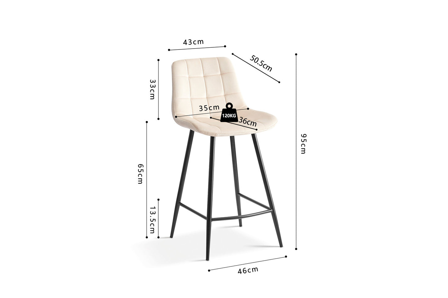 Chaise de comptoir Juta Velours Beige