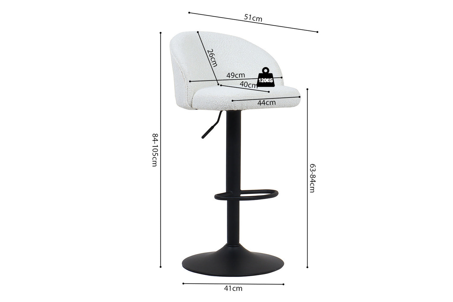 Tabouret de bar Arda Bouclé Blanc