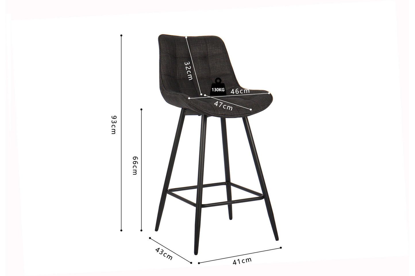 Chaise de comptoir Ariba Tissu Gris foncé