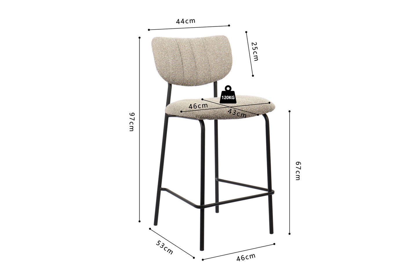 Chaise de comptoir Antura Tissu Brun