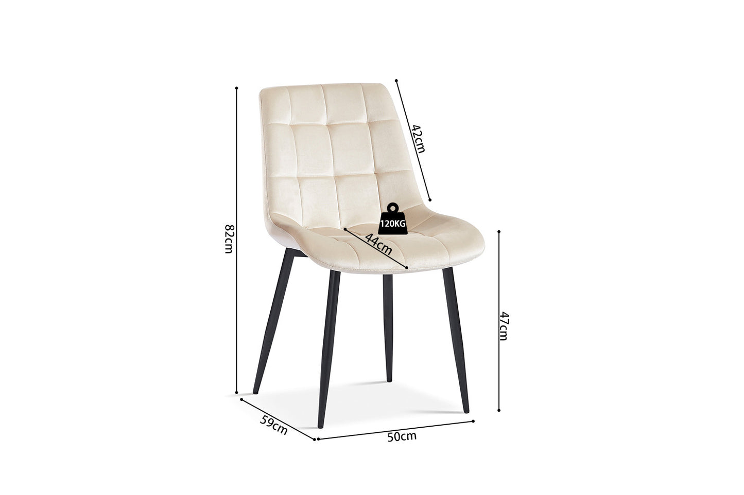 Chaise Juta Velours Beige