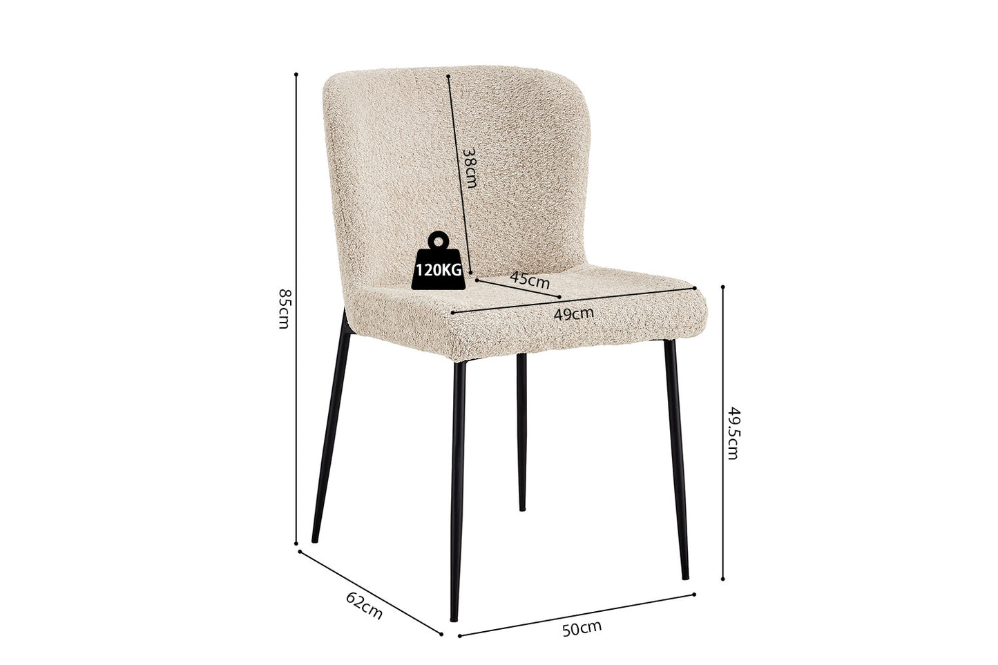 Lot de Chaises Lisa Bouclé Beige