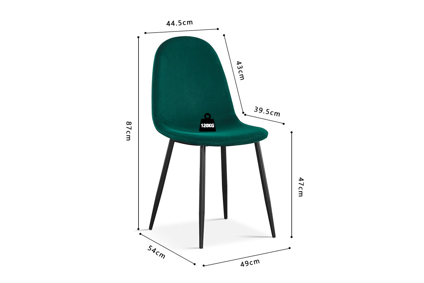 Chaise Boy Velours Vert