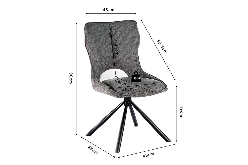 Chaise Mori Pivotant Tissu Ote Gris foncé