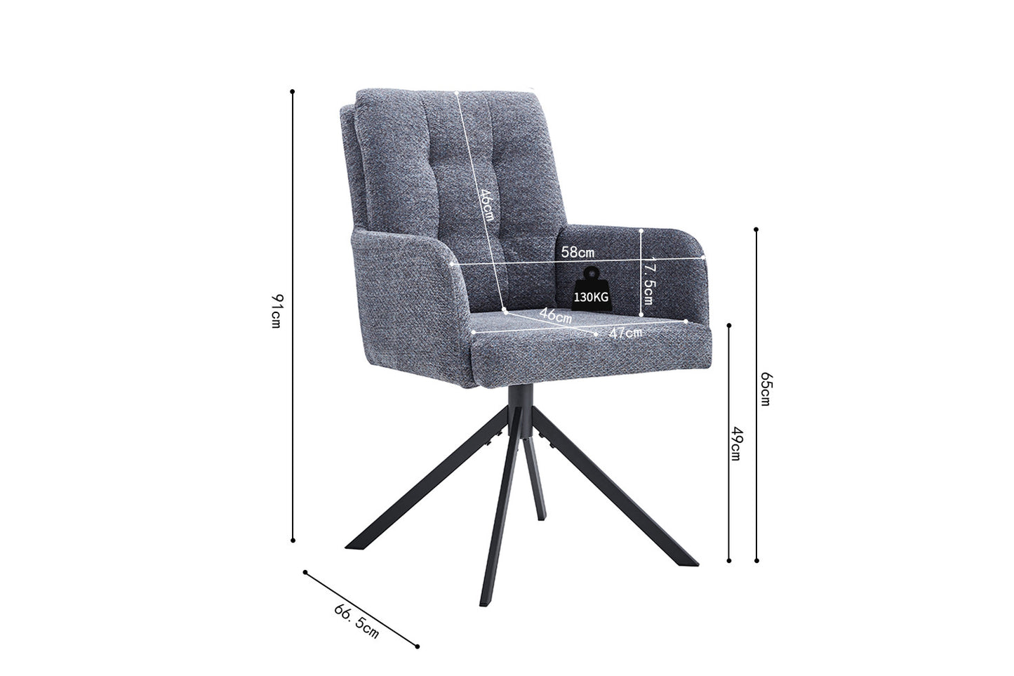 Chaise Granada Pivotant Tissu Gris foncé