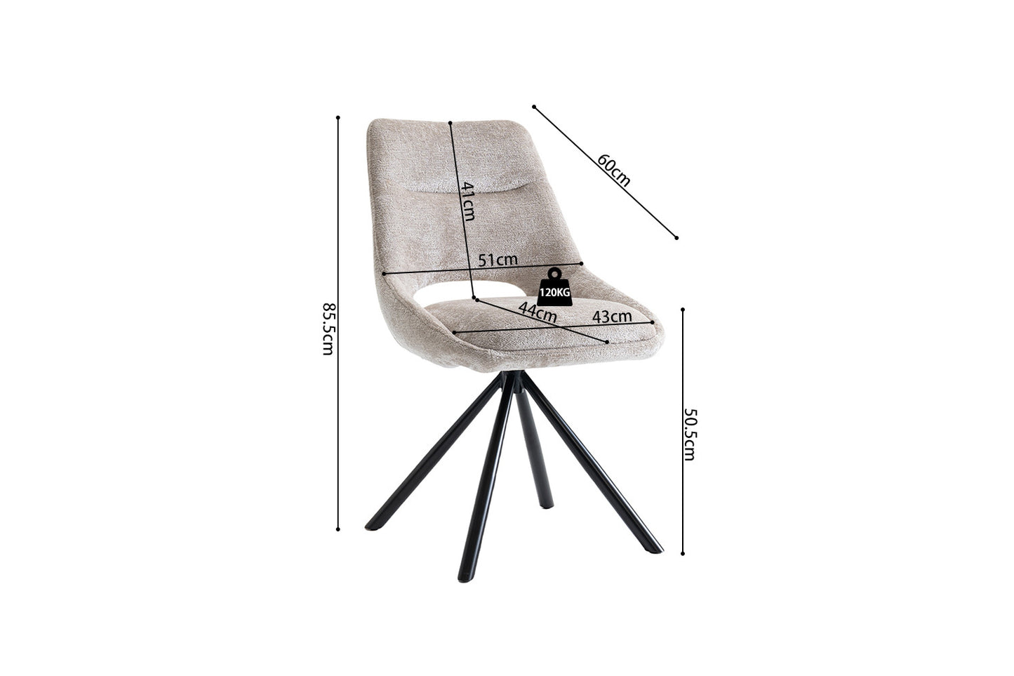 Chaise Dante Tissu Beige