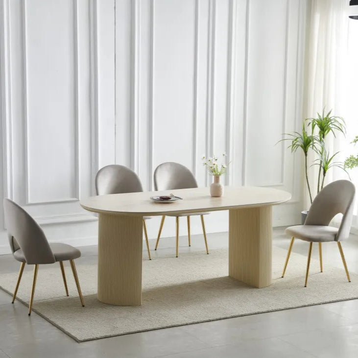 Table à manger Calypso plateau céramique effet travertin