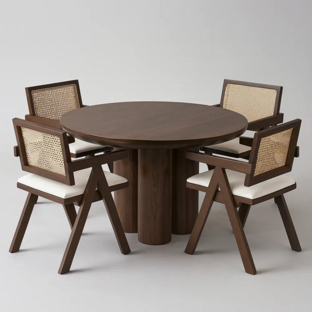 Table à manger Maya ronde bois noyer