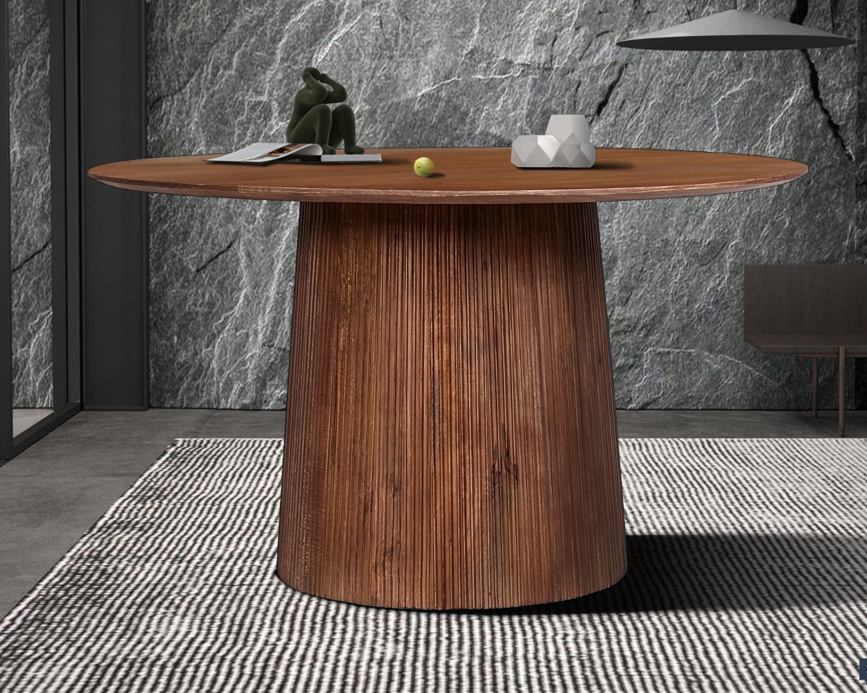 Table à manger en bois de manguier – Collection Vallsta Ronde – 130 x 130 cm