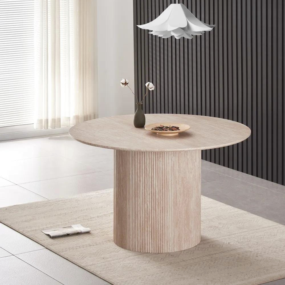 Table à manger Baieta plateau beige pieds beige