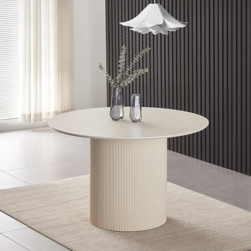 Table à manger Baieta plateau blanc pieds blanc