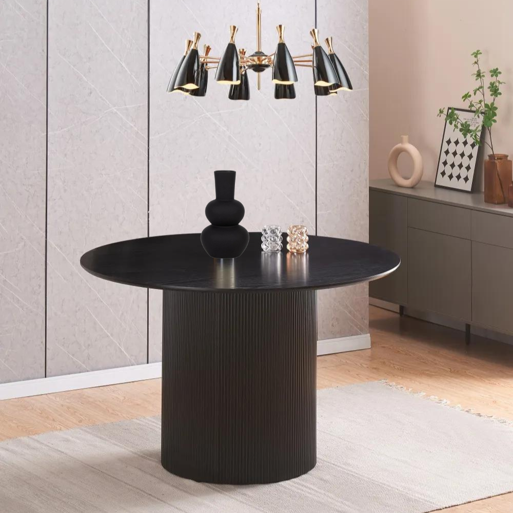 Table à manger Baieta plateau noir pieds noir