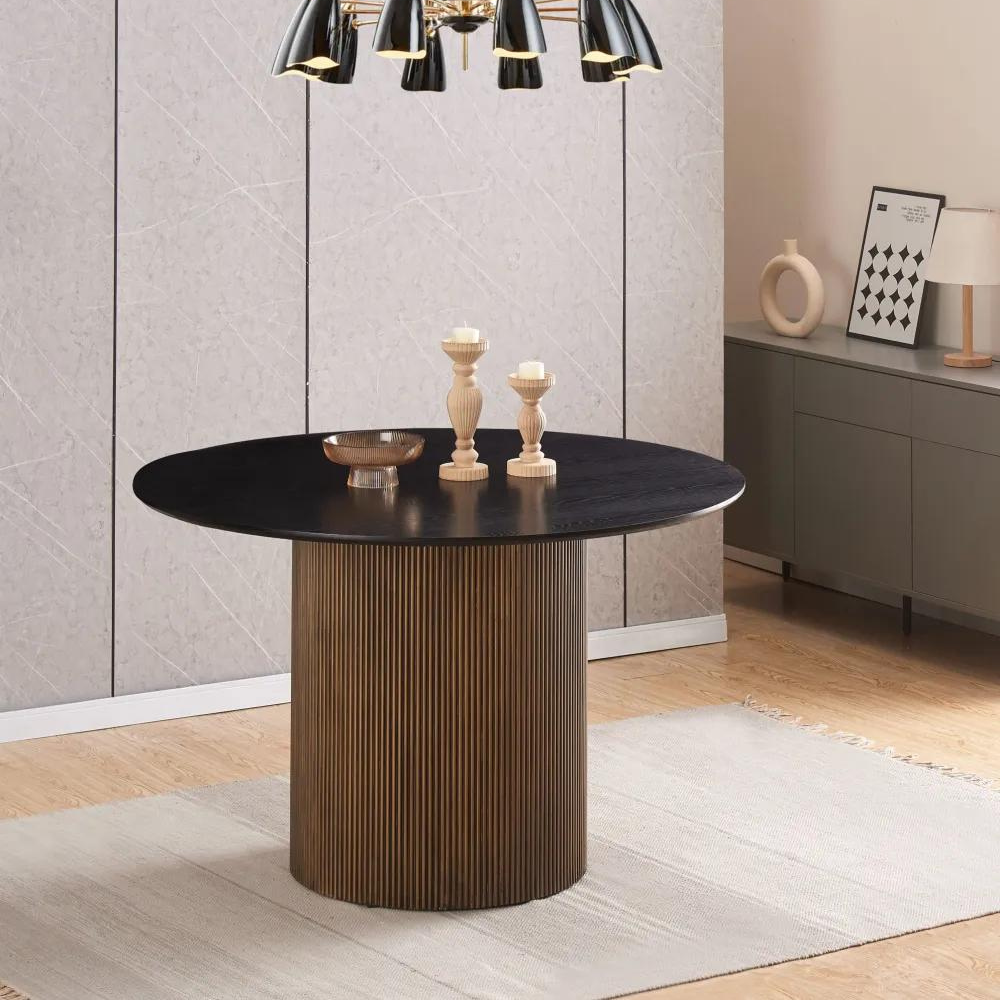 Table à manger Baieta plateau noir pieds or