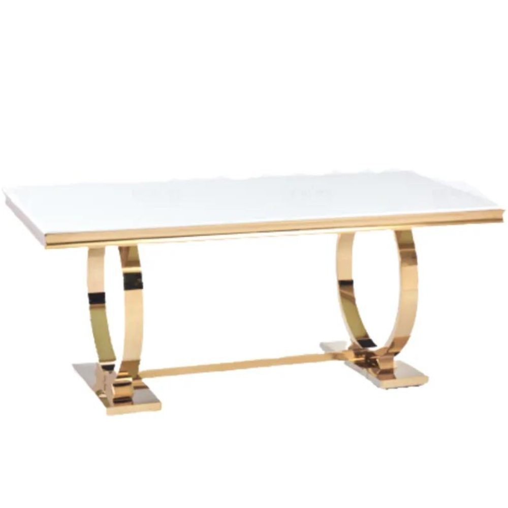 Table à manger Dijeaux Or Résine Blanche