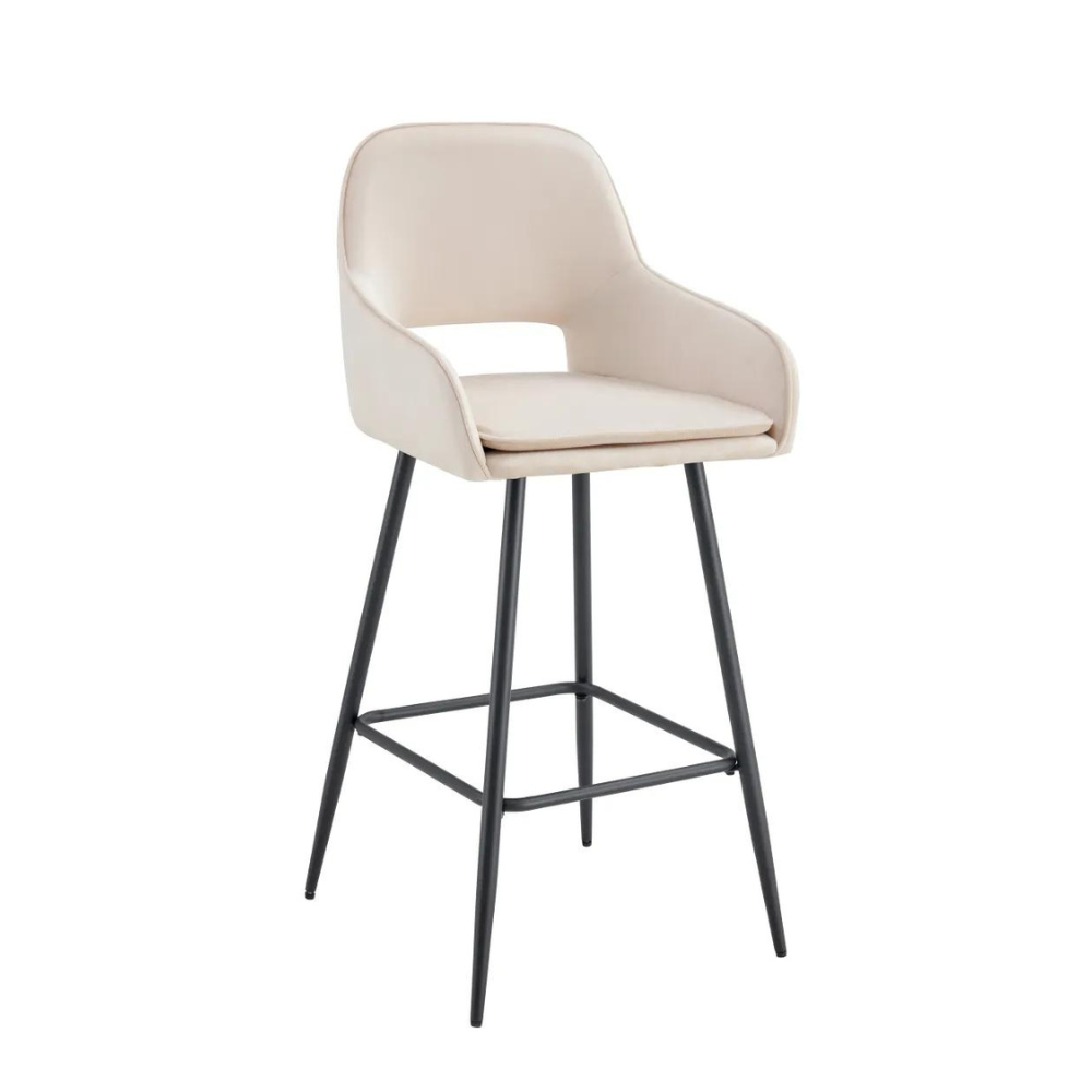 Tabouret Athéna Noir Velours Beige