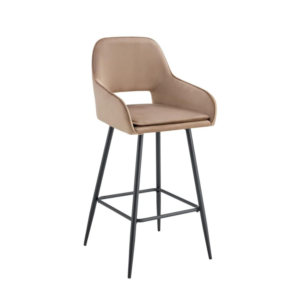 Tabouret Athéna Noir Velours Taupe