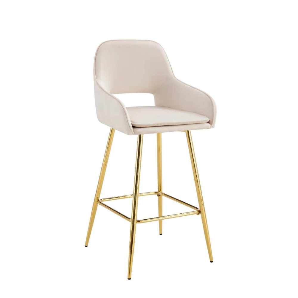 Tabouret Athéna Or Velours Beige