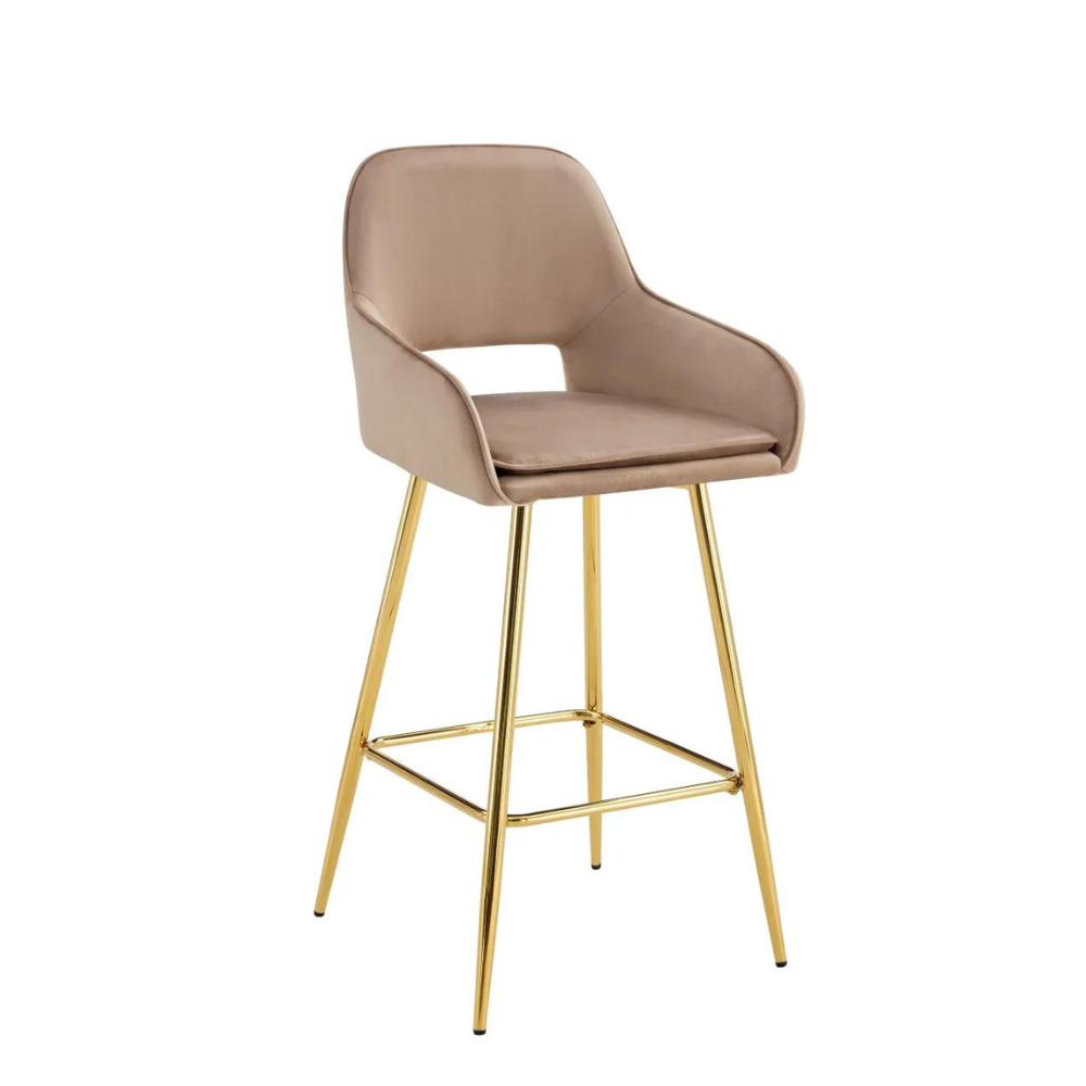 Tabouret Athéna Or Velours Taupe