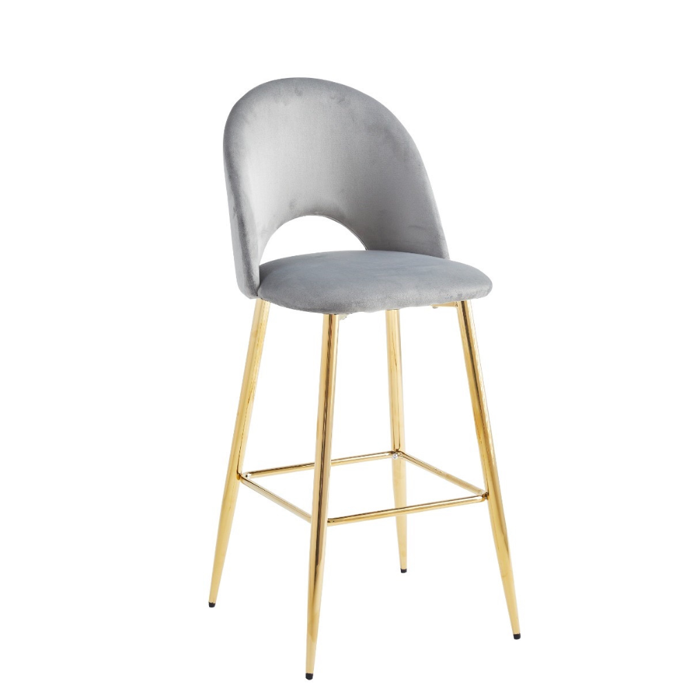 Tabouret Amelia Or velours Gris
