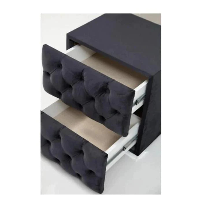 Chevet capitonné velours gris anthracite