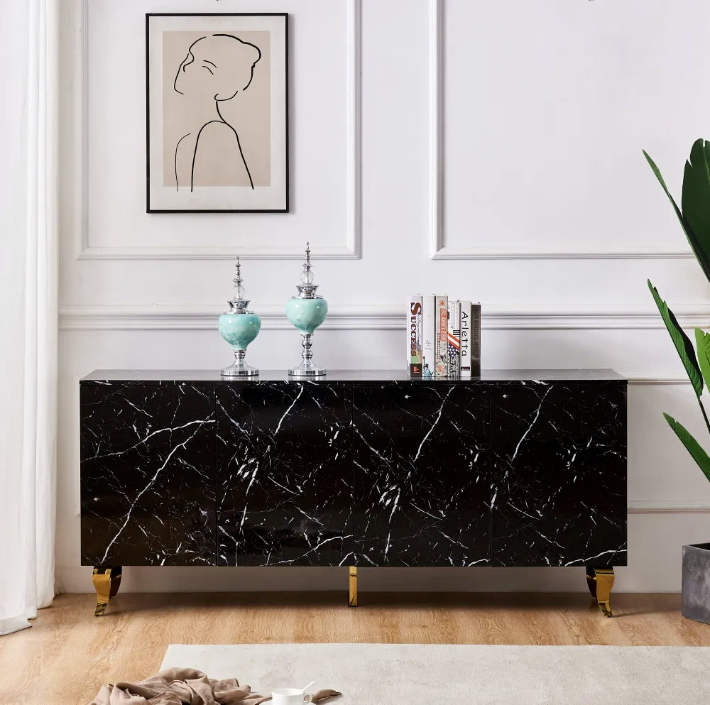 Buffet Baroque Or Marbre Noir 180 cm