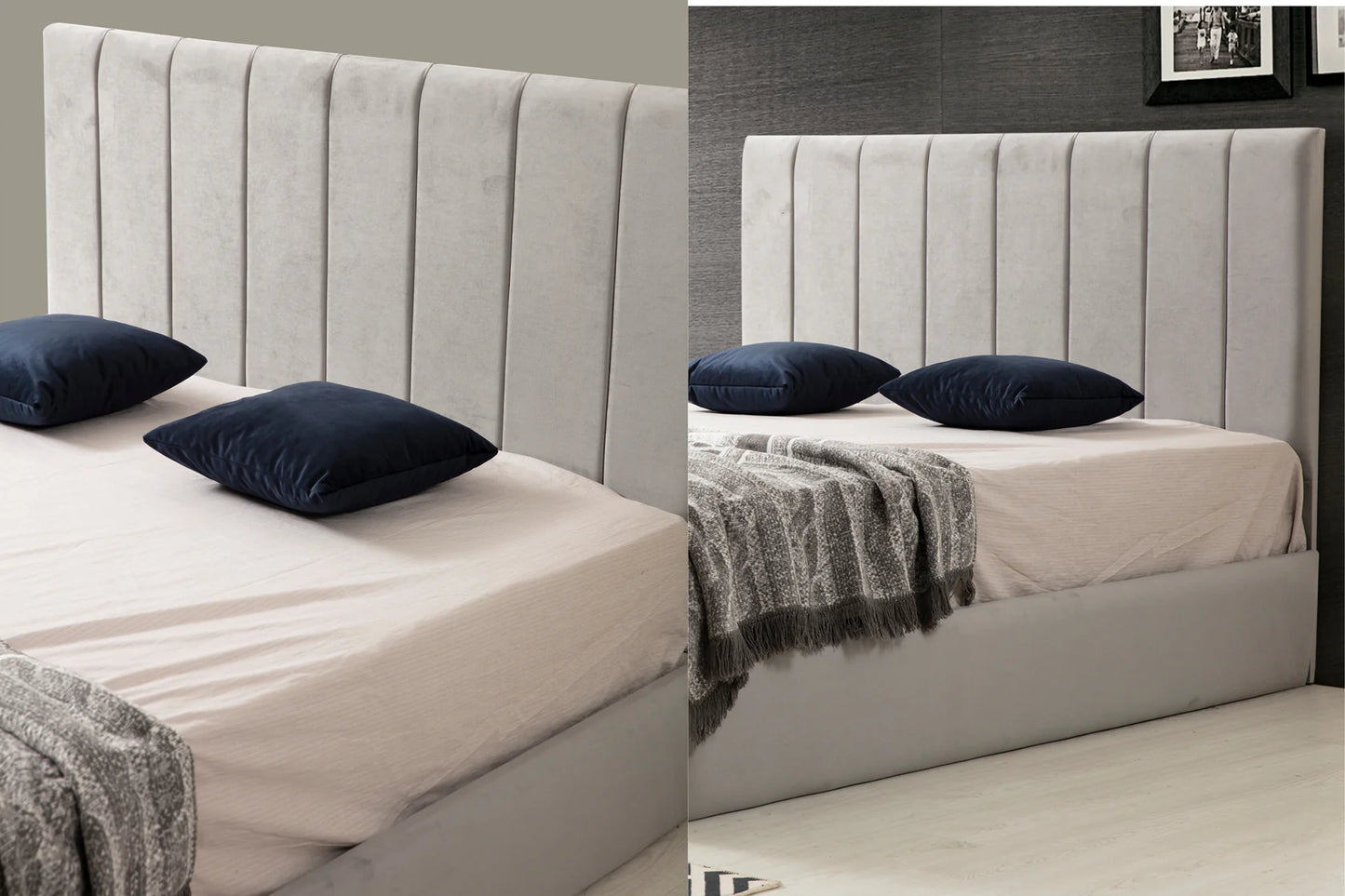 Cadre de lit Polo velours gris