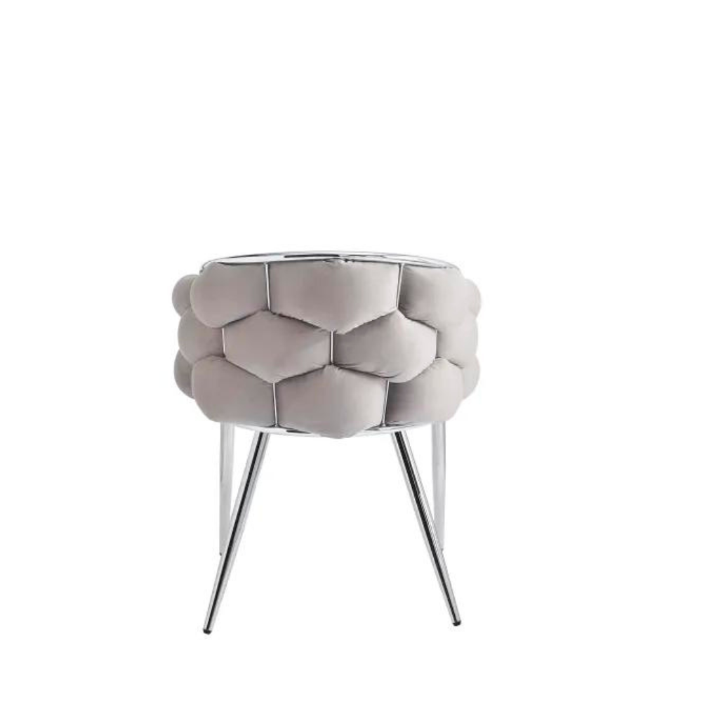 Chaise Ballon Argent velours Taupe