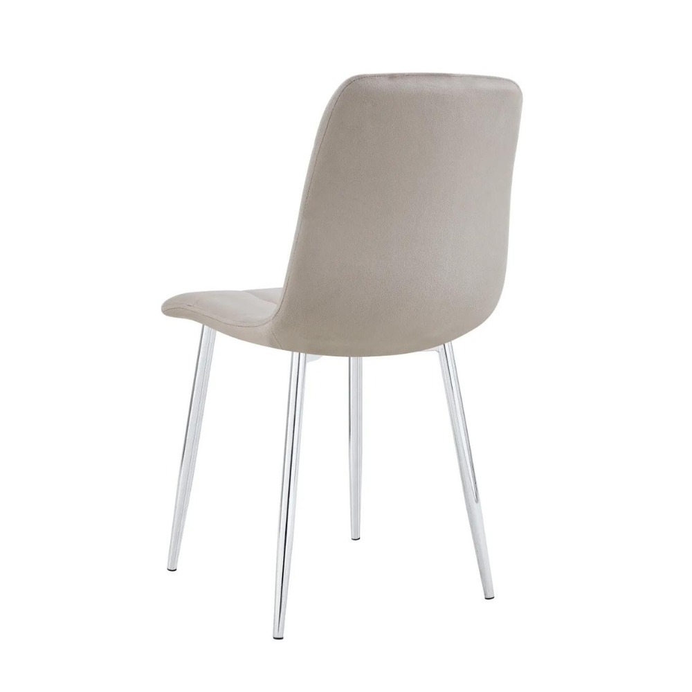 Chaise Elisa Argent velours Taupe