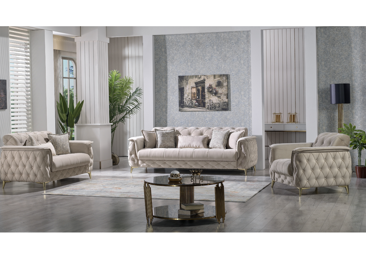 Fauteuil convertible Cuba velours Beige