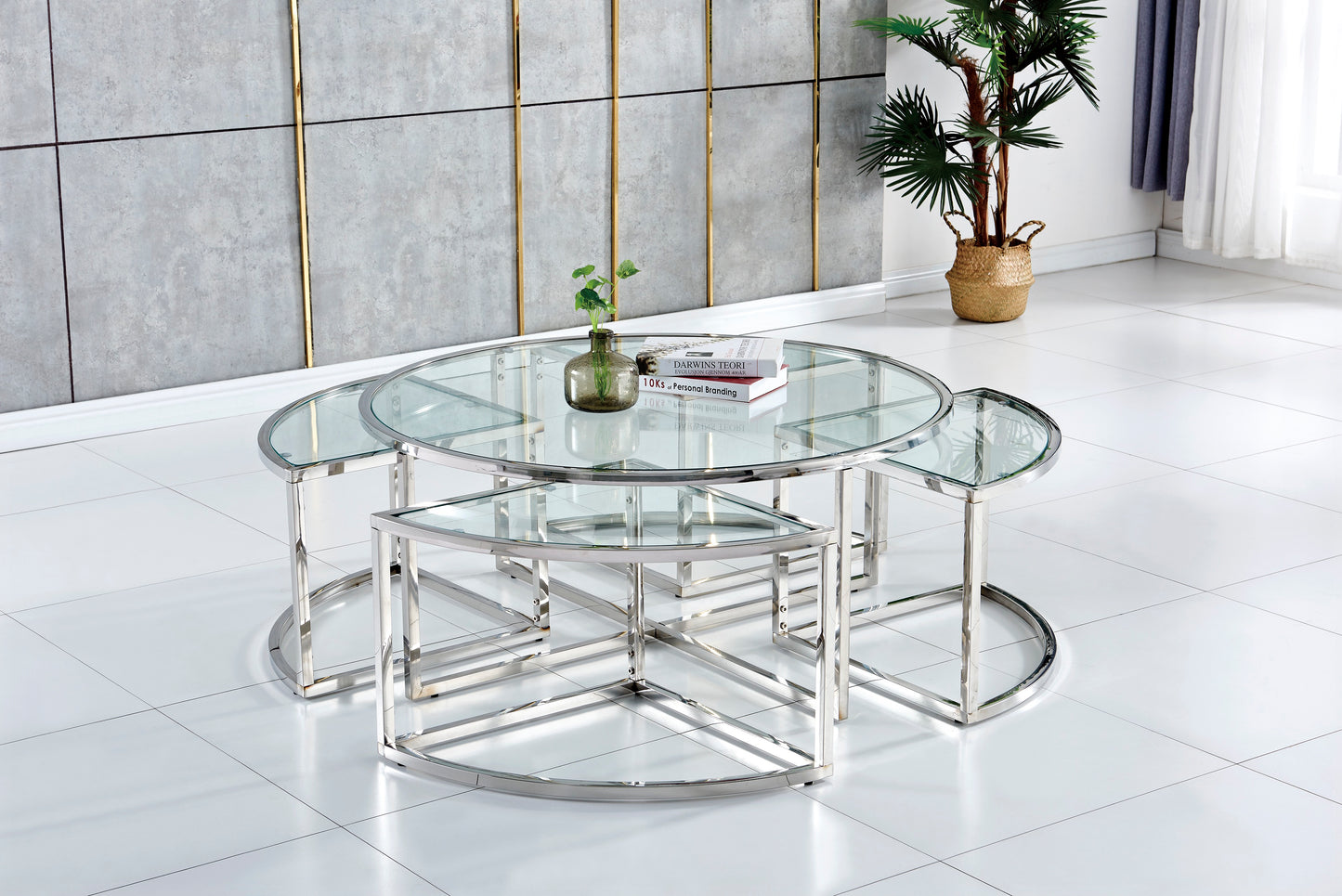 Table basse Elve Argent verre trempé