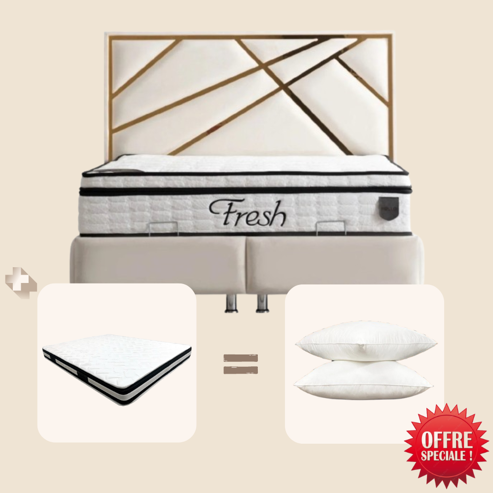 Lot - Lit coffre GAMBETTA + Matelas + 2 Oreillers