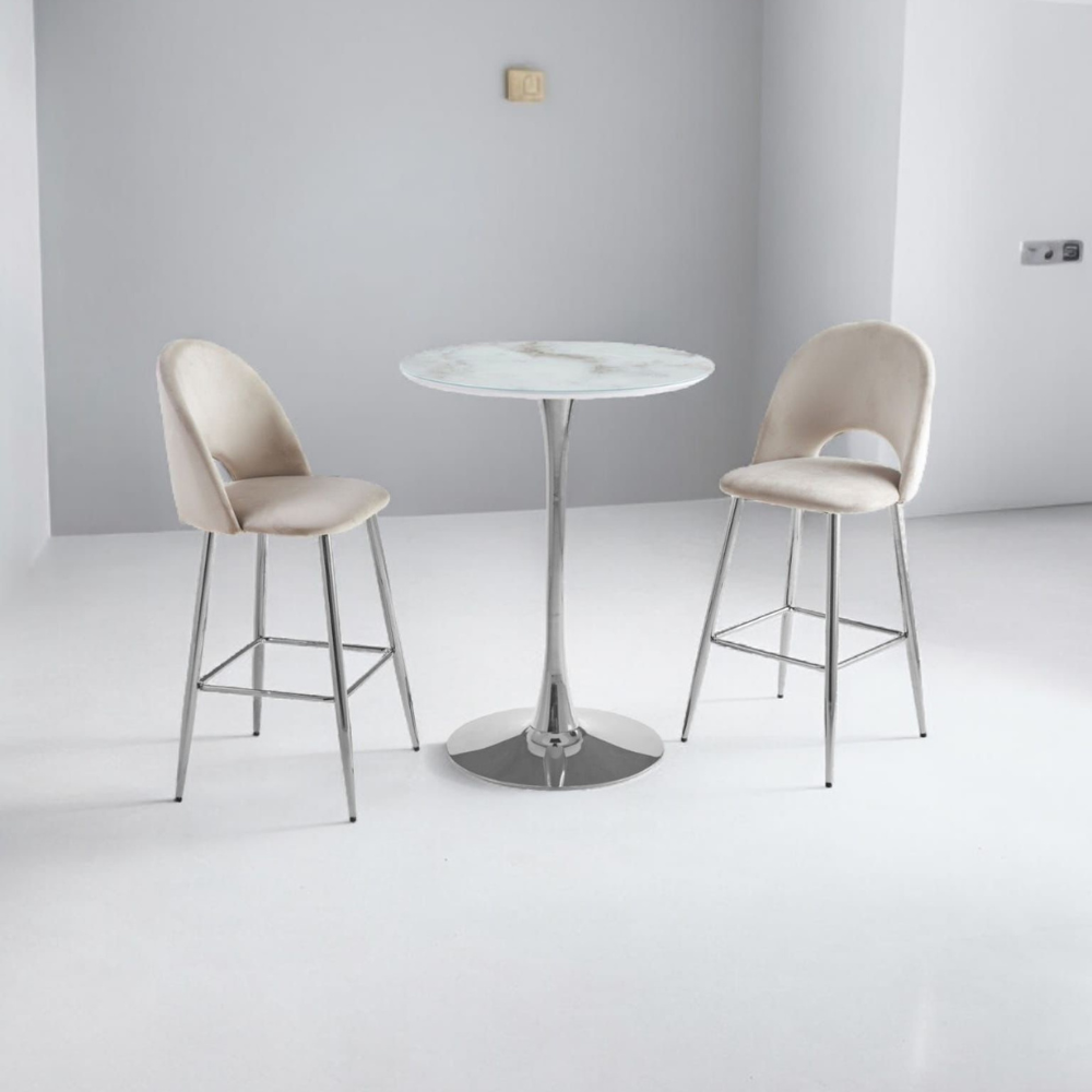 Table de bar Rosa argent marbre