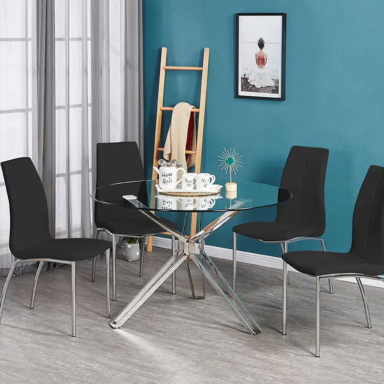 Table à manger Electra Argent Verre Transparent