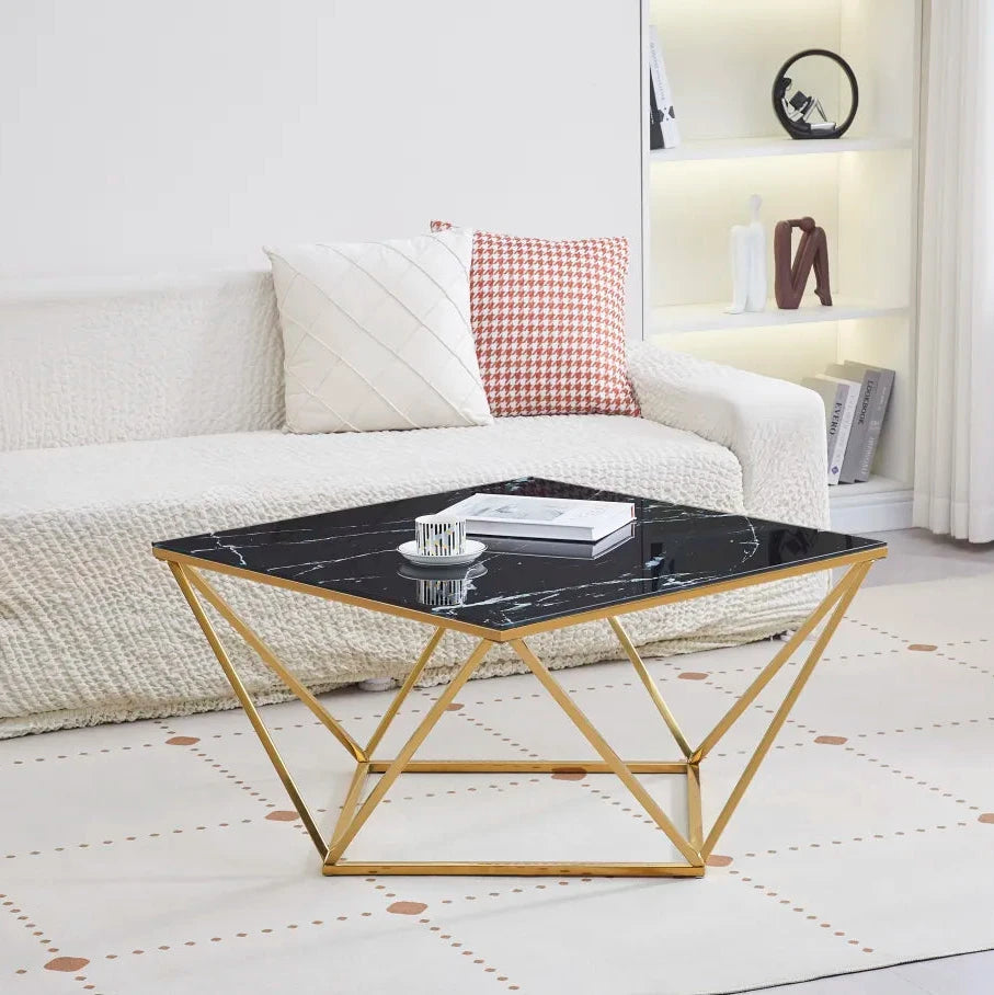Table basse Karla Or marbre noir