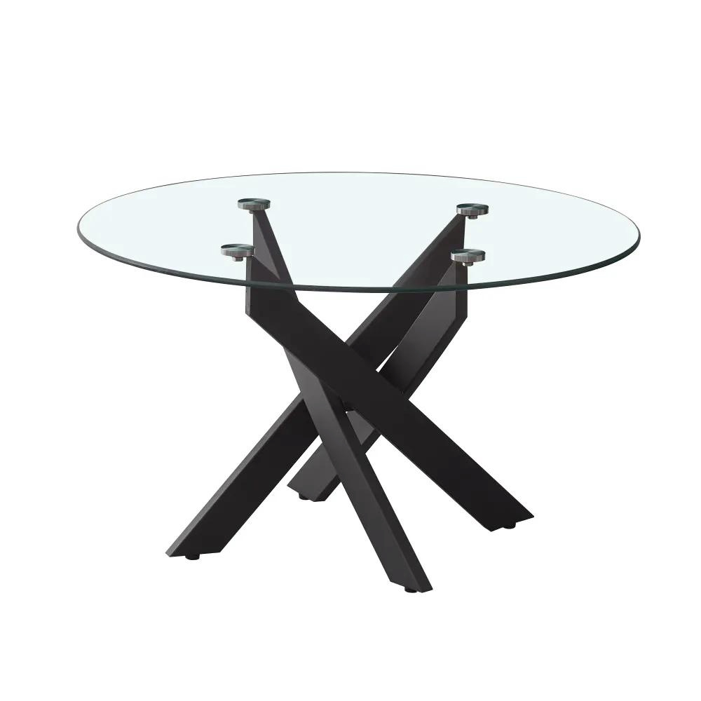 Table basse victoire Black metal verre transparent