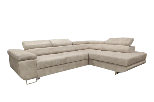 Canapé d'angle Toulouse convertible velours beige champagne