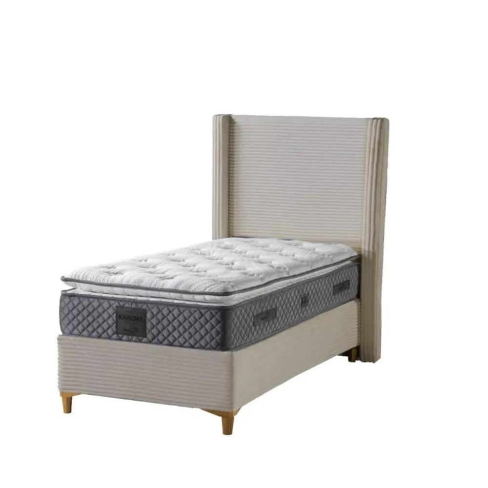 Lit coffre simple venus velours côtelé taupe