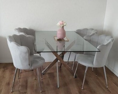 Chaise Quinconce Argent velours Gris