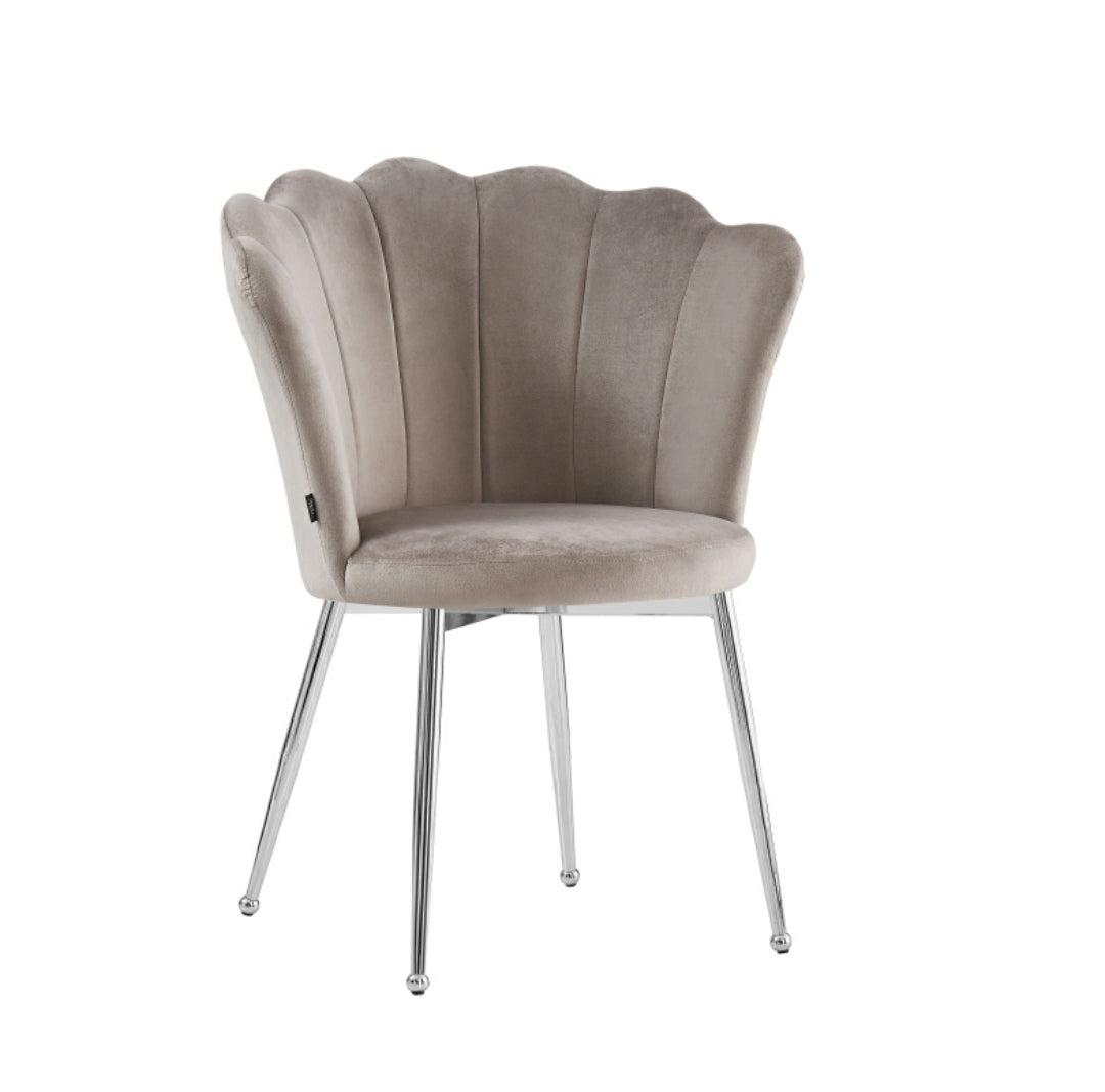 Chaise Quinconce Argent velours Moka