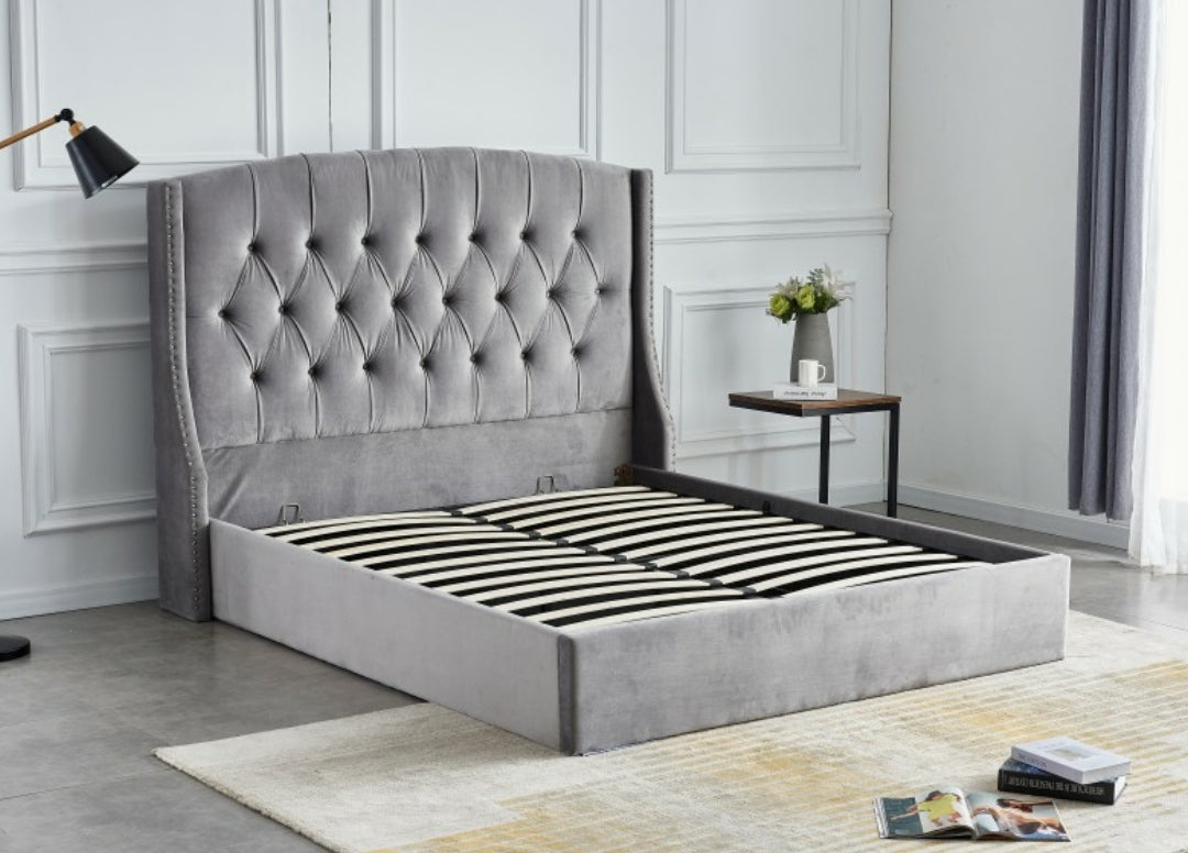 Lit coffre Sultan velours Gris