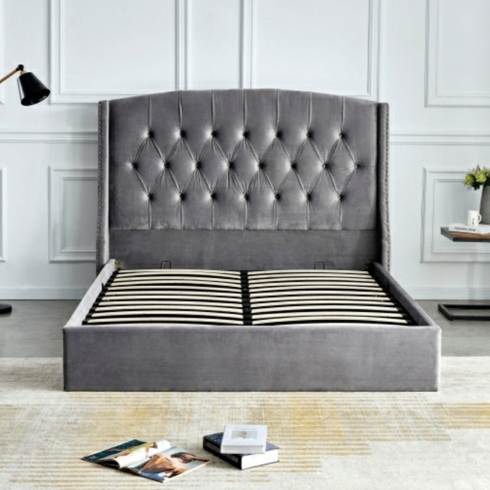 Lit coffre Sultan velours Gris