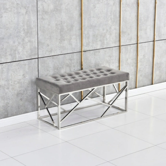 Banquette Géomag Argent velours Gris