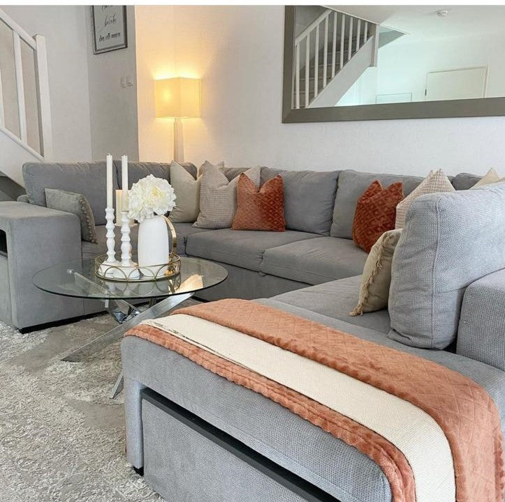 Table basse Argent chromé et verre trempé