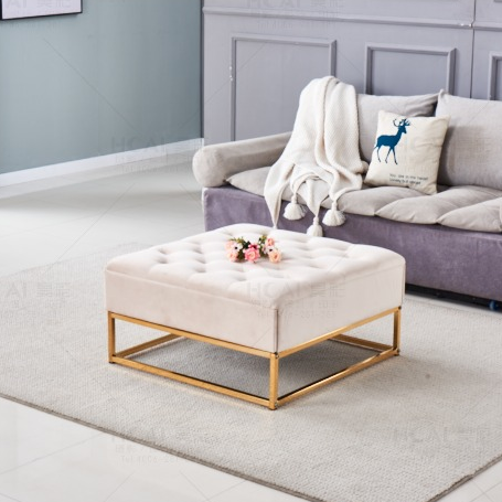 Pouf Rilax Or velours Beige