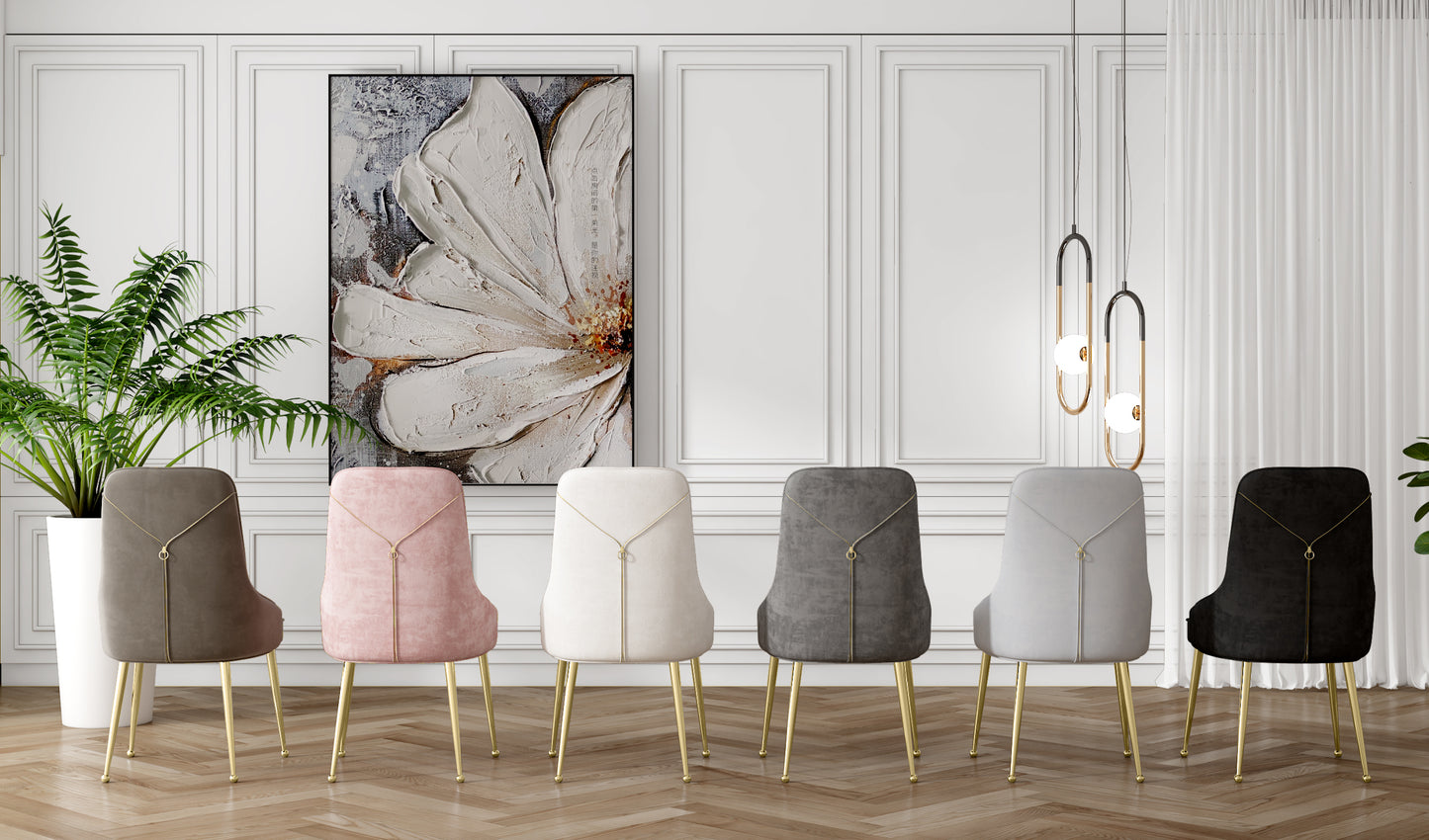 Chaise Zip Or velours beige