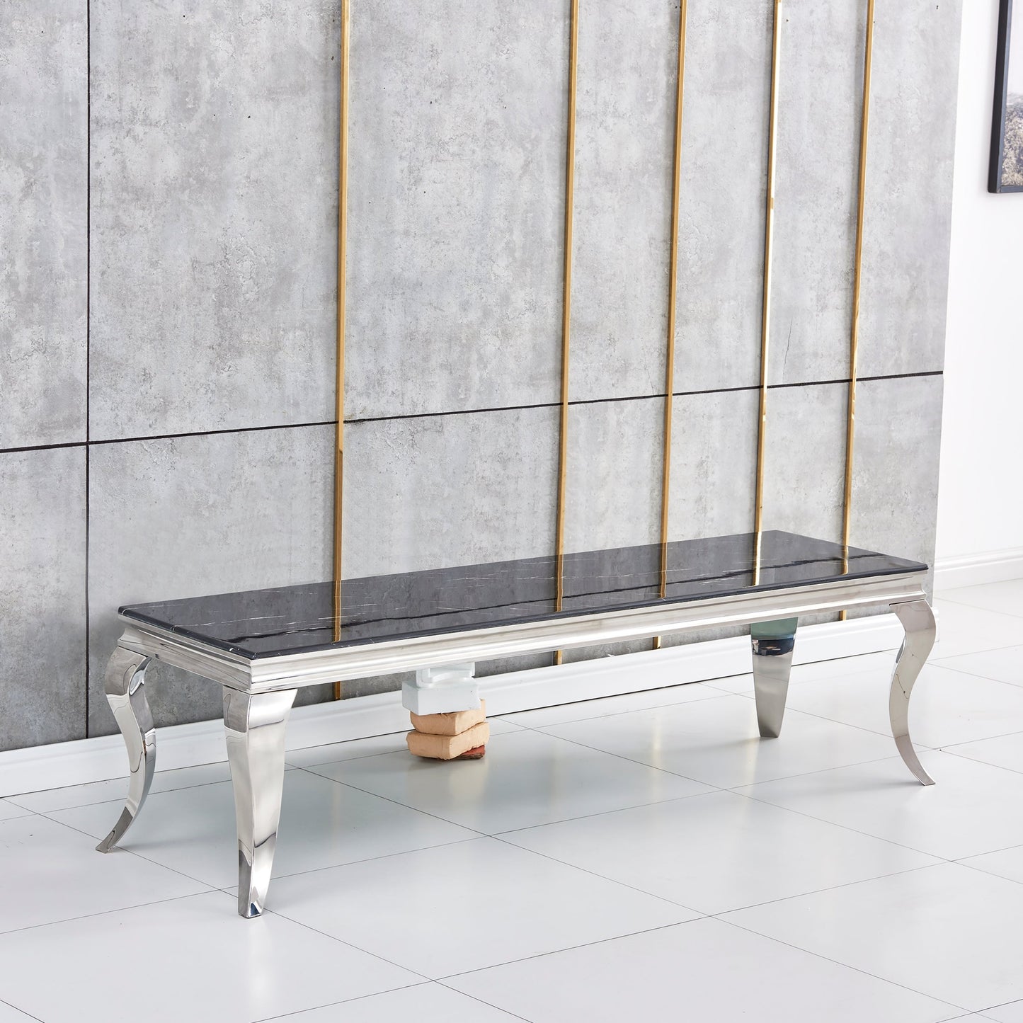 Meuble TV Nansouty Argent Marbre noir