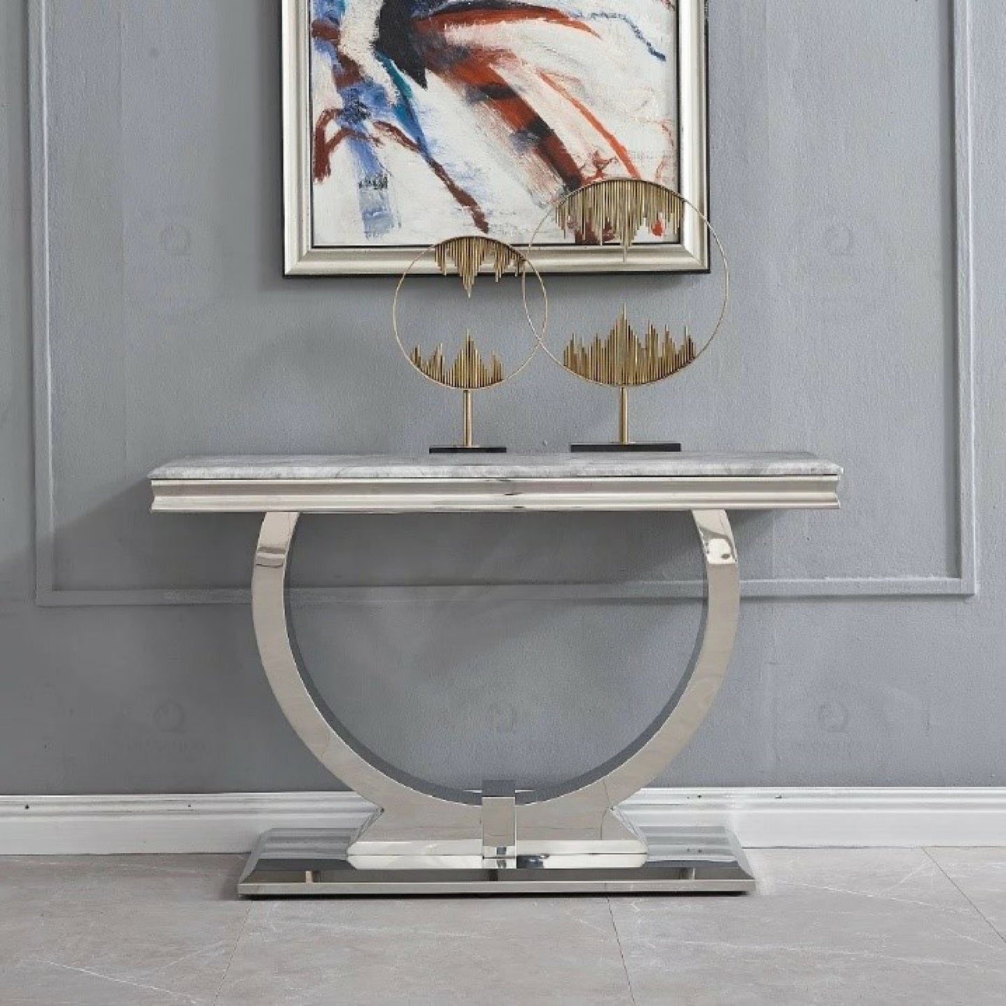 Console Omega Argent Marbre blanc