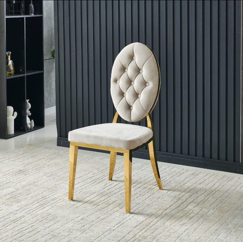 Chaise Ova Or velours taupe
