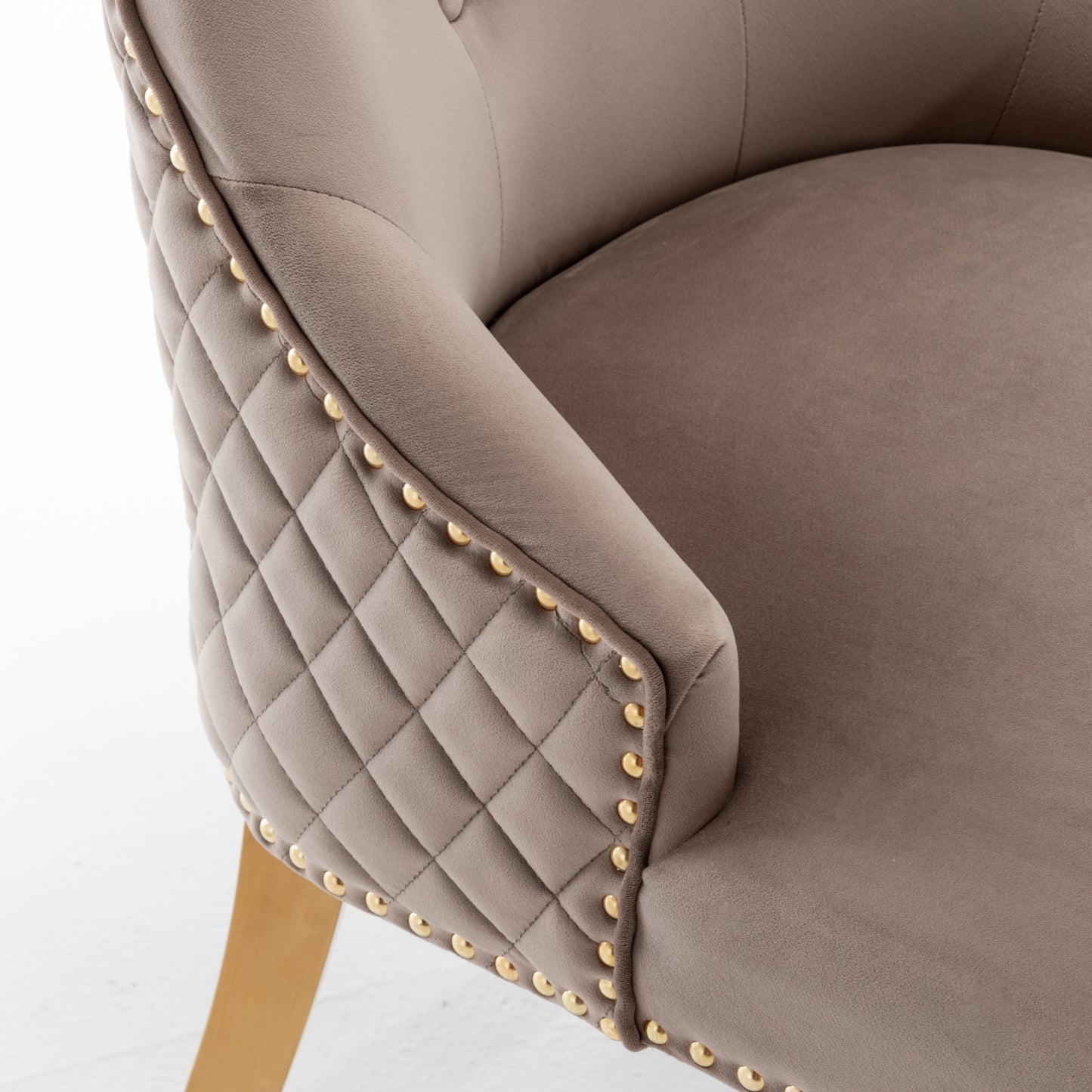 Chaise Stalingrad matelassée Or velours Moka